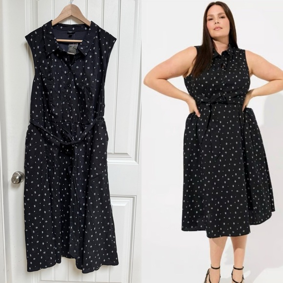 torrid Dresses & Skirts - NWT Torrid Black Midi Poplin Collared Sleeveless Shirtdress with Pockets. 5X/28